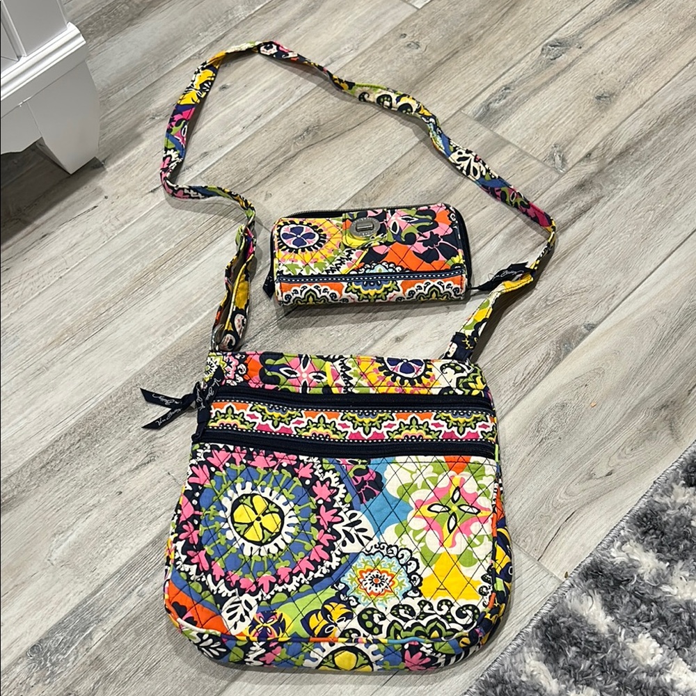 Vera Bradley Colorful Patterned Women's Bag and Wallet Set